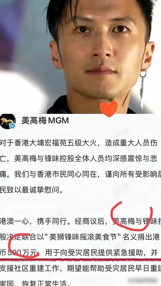 没人觉得奇怪吗？​香港火灾捐款一出，​全网都在吹谢霆锋张柏芝。​这波