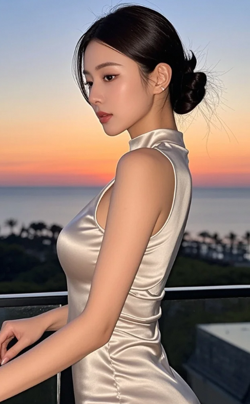 妩媚少妇紧身裙裹，高跟鞋走出自信光芒