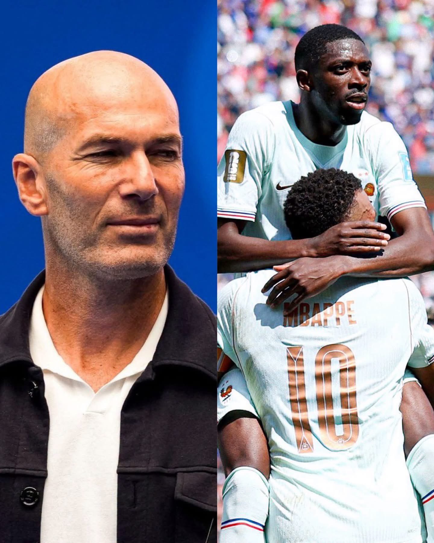 🇫🇷齐达内：“姆巴佩和登贝莱是两个不同的球员。登贝莱谦逊、自律，总是听教练的