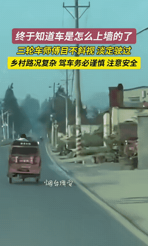 黑车司机表演绝技，一个神龙摆尾，直接上墙！三轮车司机见多识广，目不斜视，连扭头