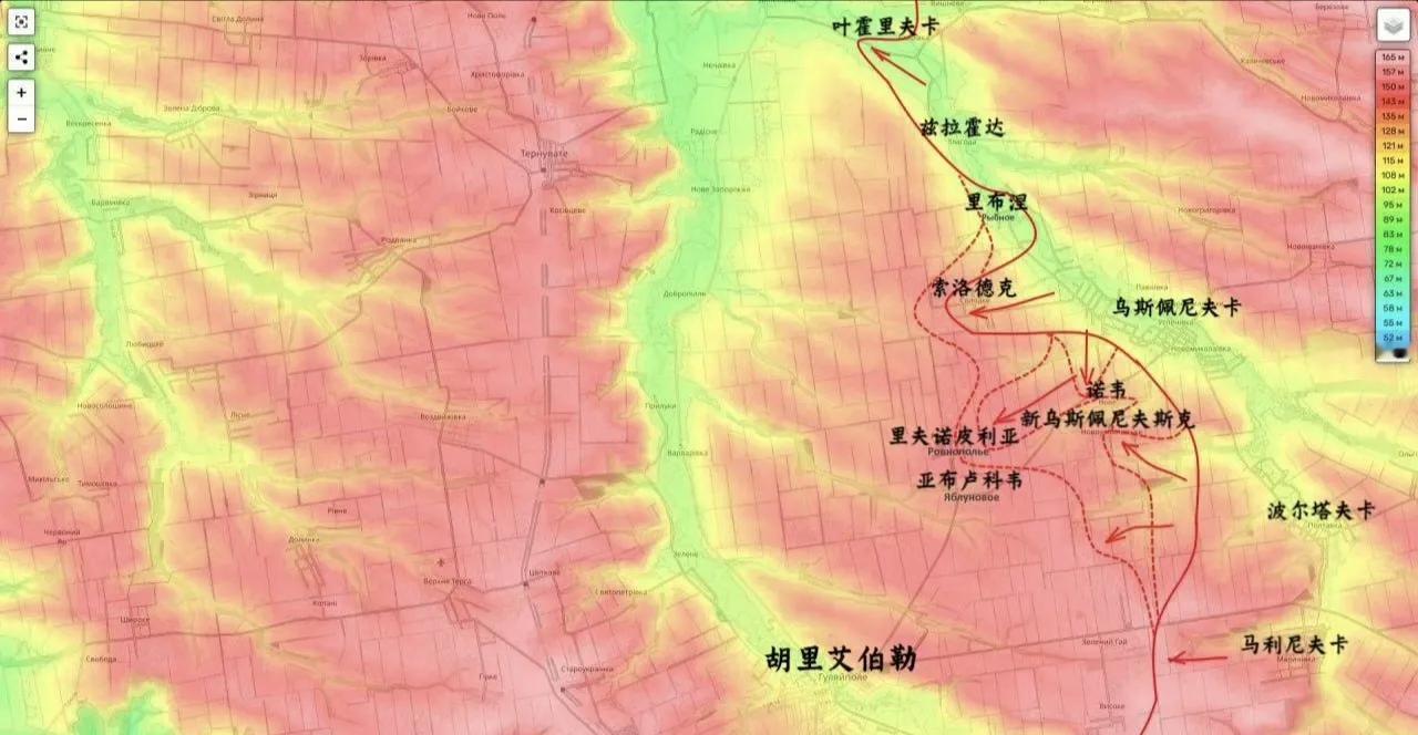 俄军东部集群推进速度快到连更新的人都赶不及的程度。这张扎波罗热州胡里艾伯勒（古利