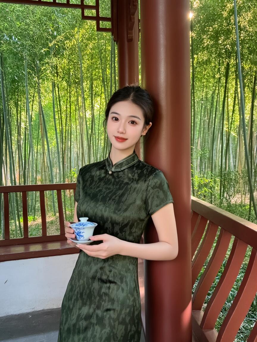 竹林茶韵清新自然感受东方韵味茶之意境东方美人韵味十足