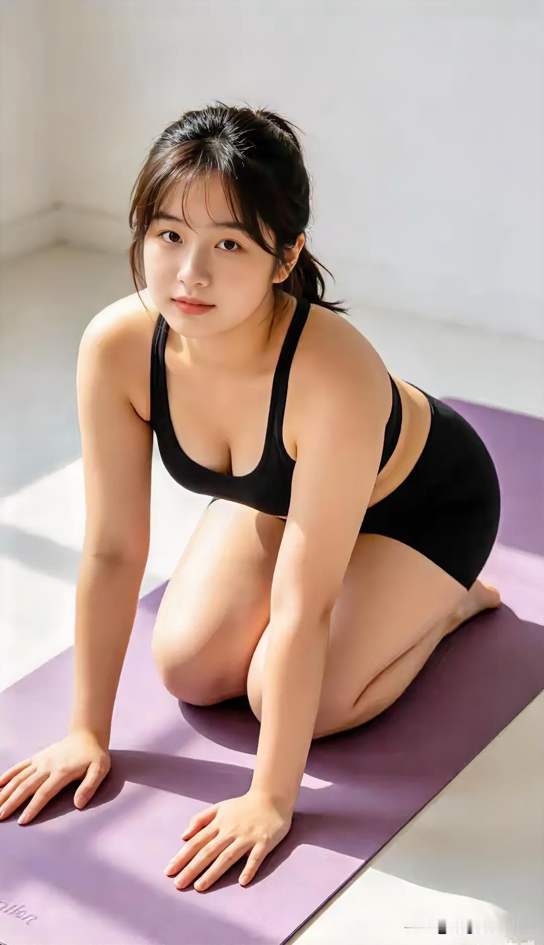在阳光明媚的房间里，享受宁静的瑜伽时光。