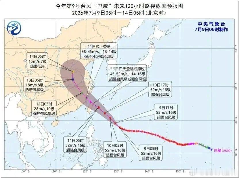 台风巴威最新路径来了绕过北端登陆已经概率很大了，看偏北多少位置了