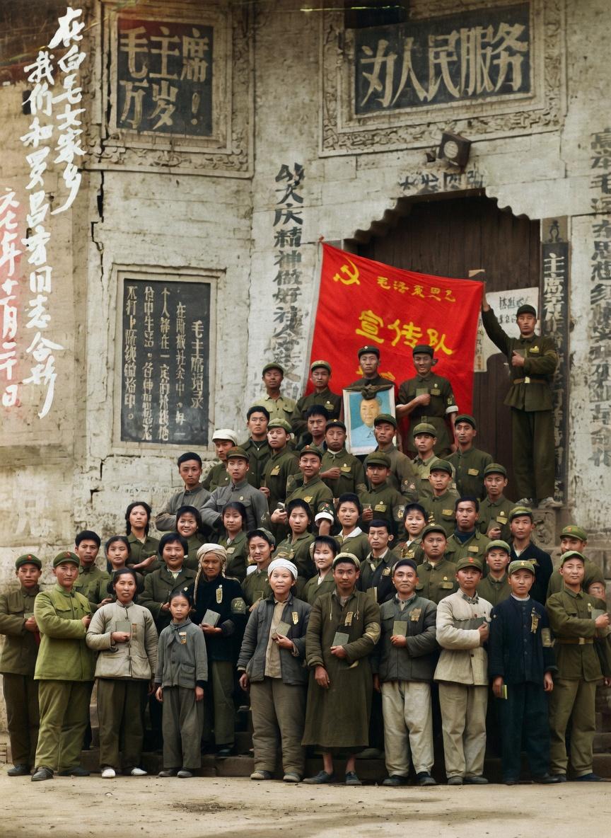 这张照片是1967年12月11日，宜宾的文艺宣传队专程来到罗昌秀家中，看望这位从