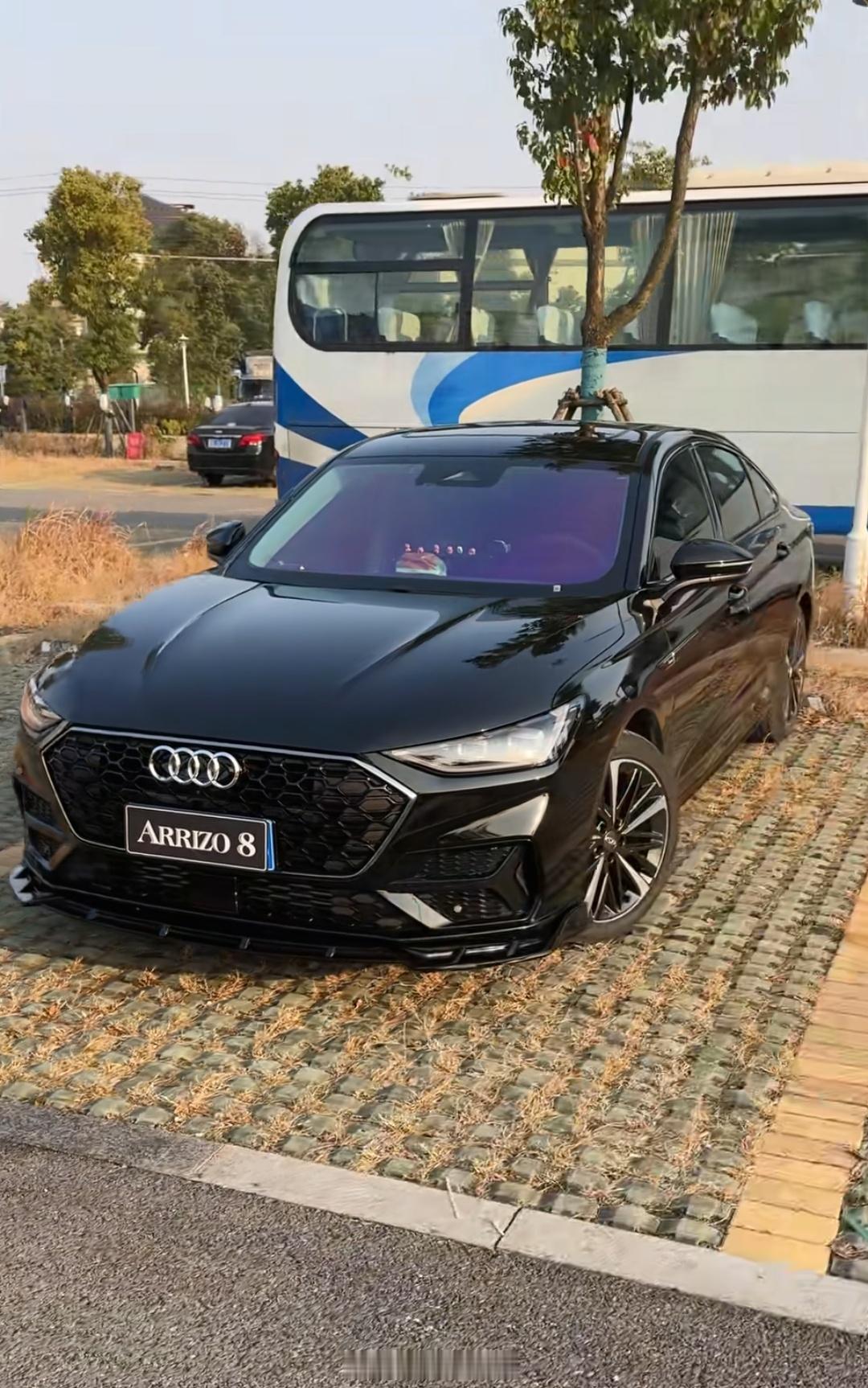 换上奥迪标的一瞬间，车漆亮了，线条也流畅了