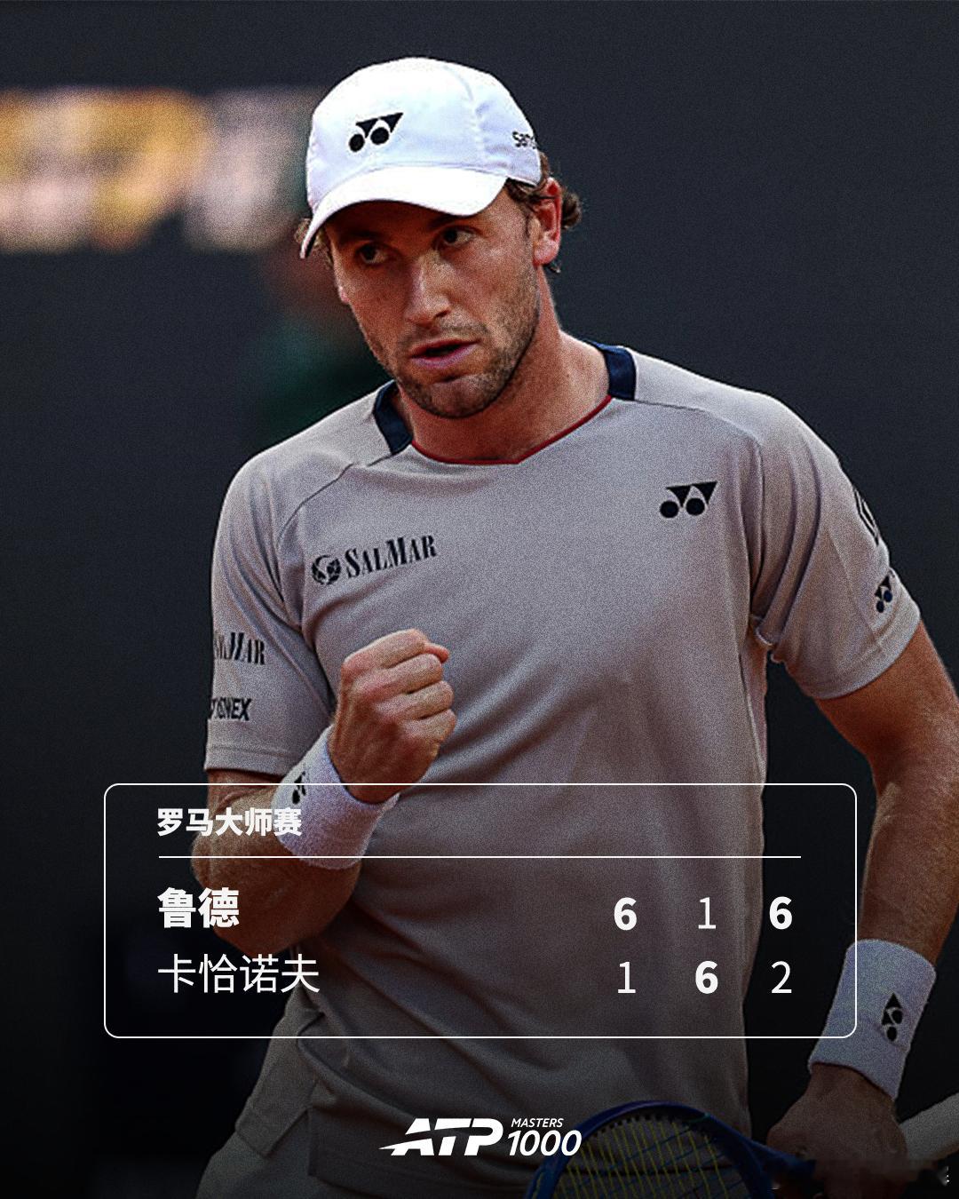 赛季首进四强🔥ATP1000罗马大师赛1/4决赛，23号种子鲁德以6-11