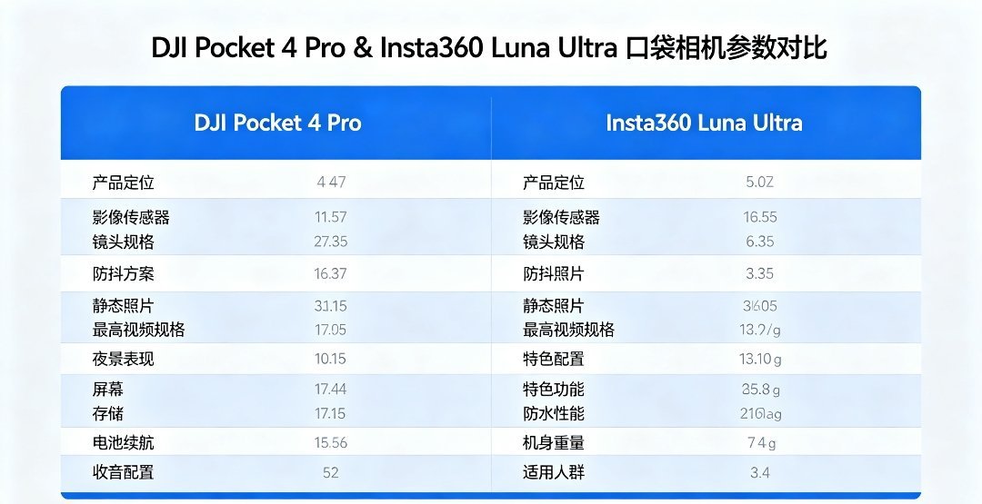 云台相机影石大疆谁更强整了个对比图，大家可以看看。追求人像、日常探店、高清画质
