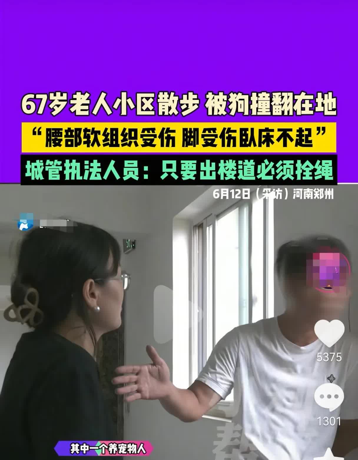 遛狗要栓绳！遛狗要拴绳！遛狗要栓绳！重要的事情说三遍！事发河南郑