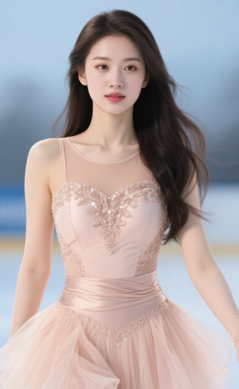 优雅美人滑冰秀，气质如兰动人心