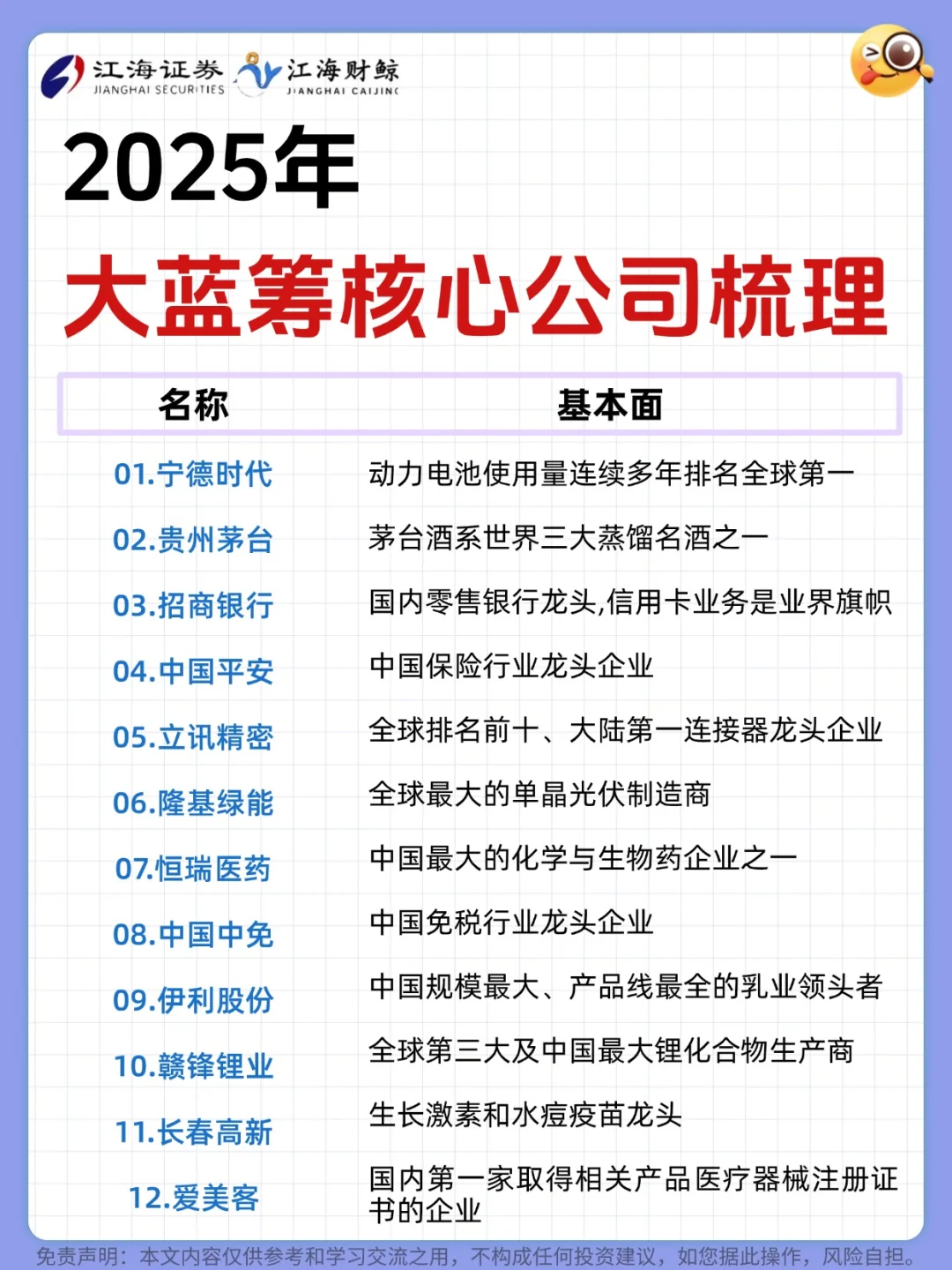 🔥2025大蓝筹核心公司梳理
