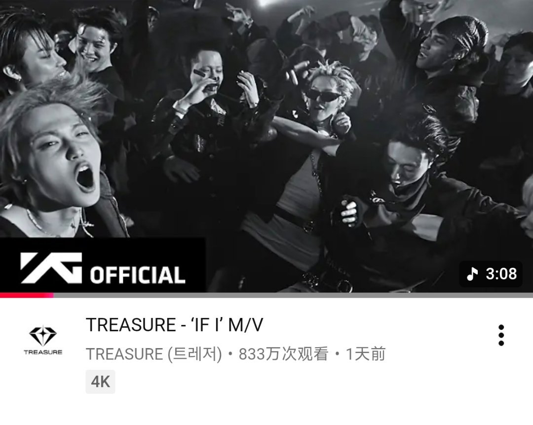 TREASURE《IFI》YouTube首日播放量833万，26万👍🏻t