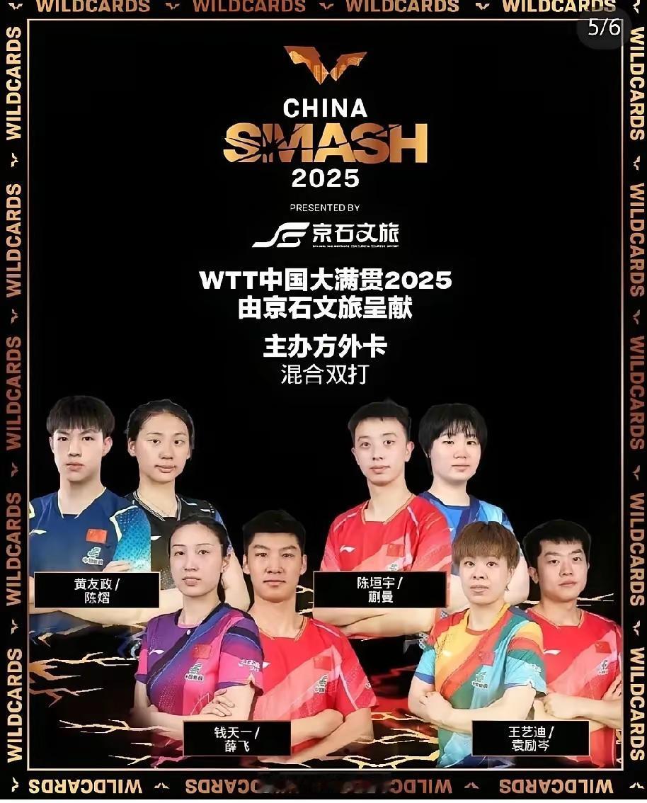莎头混双要出山了吗？WTT中国大满贯的外卡显示，混双大变动了。最大的变动是动