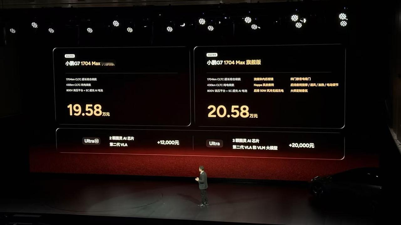 「AI智能家庭SUV」小鹏G7超级增程售价19.58万元起，小鹏G7纯电售价19