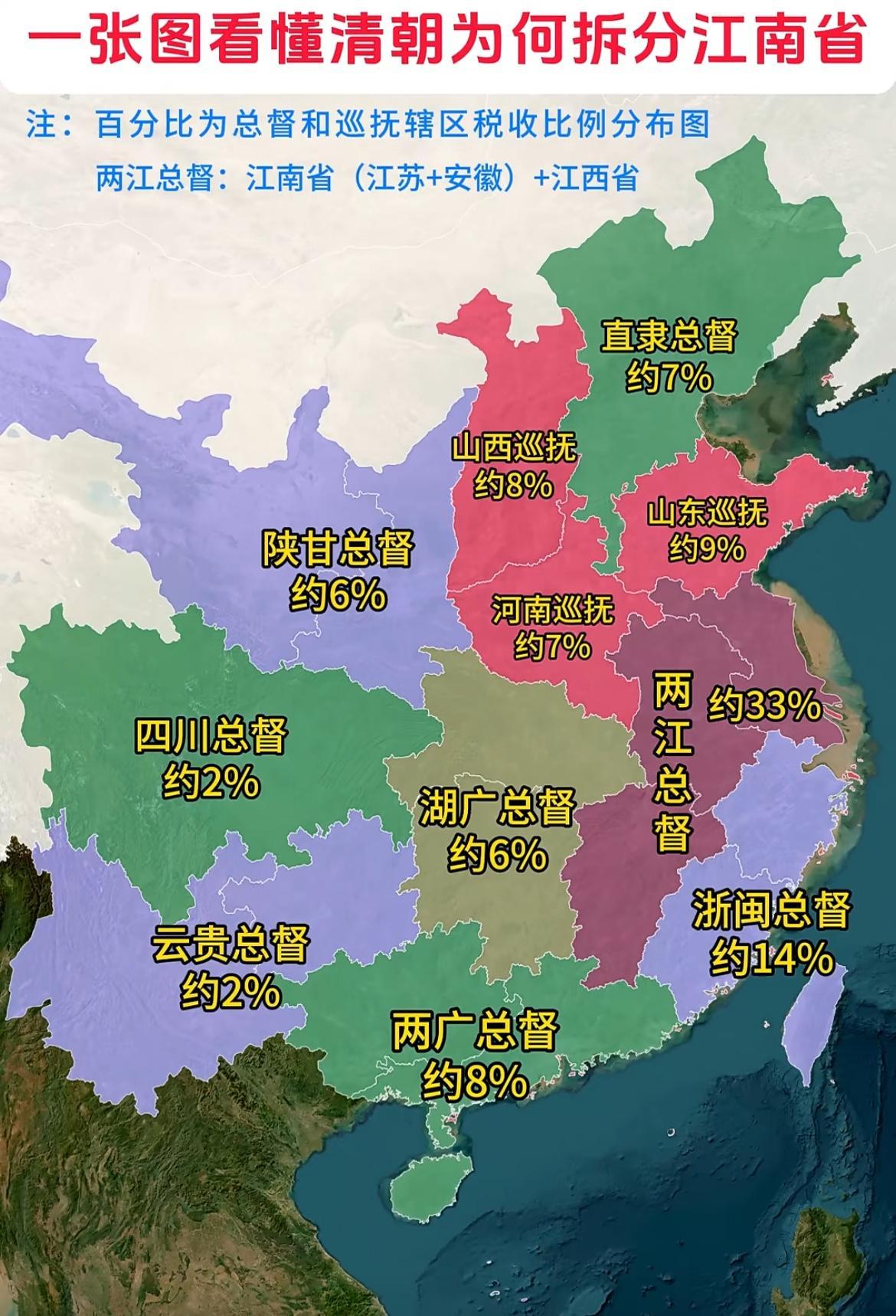 地位最高:直隶总督，其次:两江总督最大的肥缺:两江总督，其次:漕运总督位