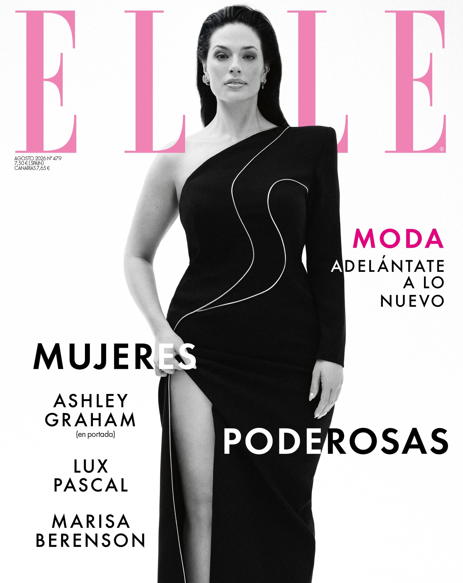模特AshleyGraham登上西班牙版《ELLE》2026年8月刊封面，当大