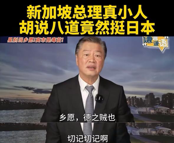 赖岳谦教授在评论新加坡总理黄循财针对日本的立场时，用了一句古话:乡愿，德之贼也。