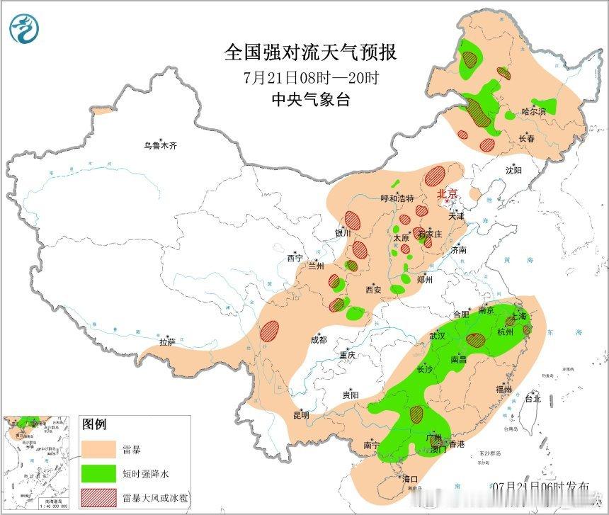 【强对流】昨天到今晨，华北一带因为高空槽影响出现了混合型对流，短时强降雨和雷暴大
