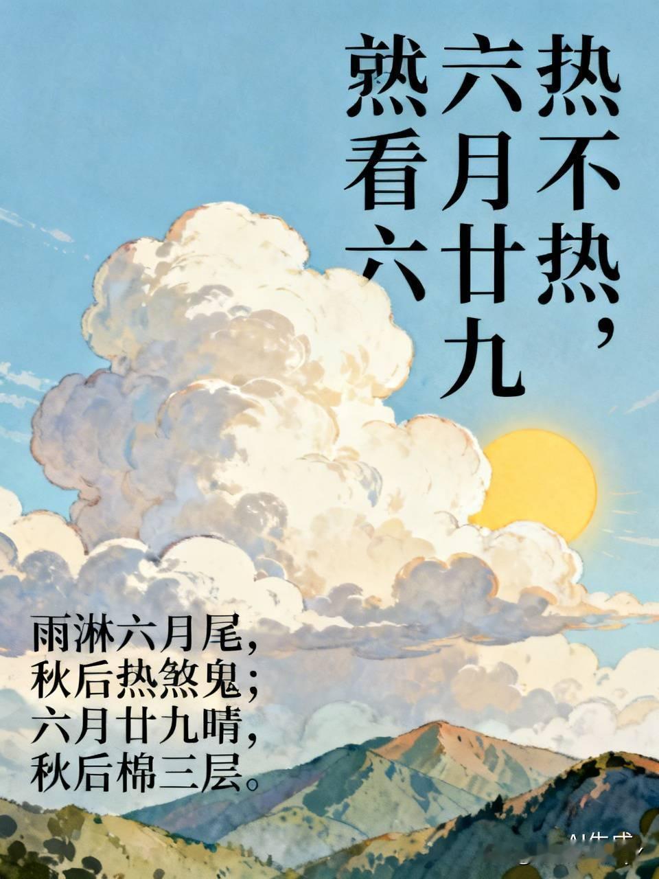 今天是六月二十九民间俗语有1.热不热，就瞅六月廿九这天的天气，就像个神秘的