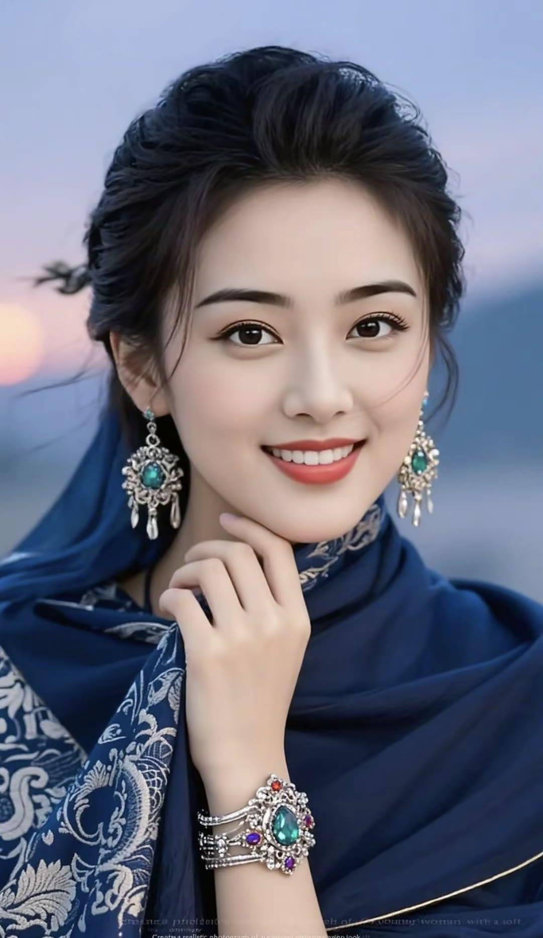 优雅蓝调，复古珠宝，古典美人