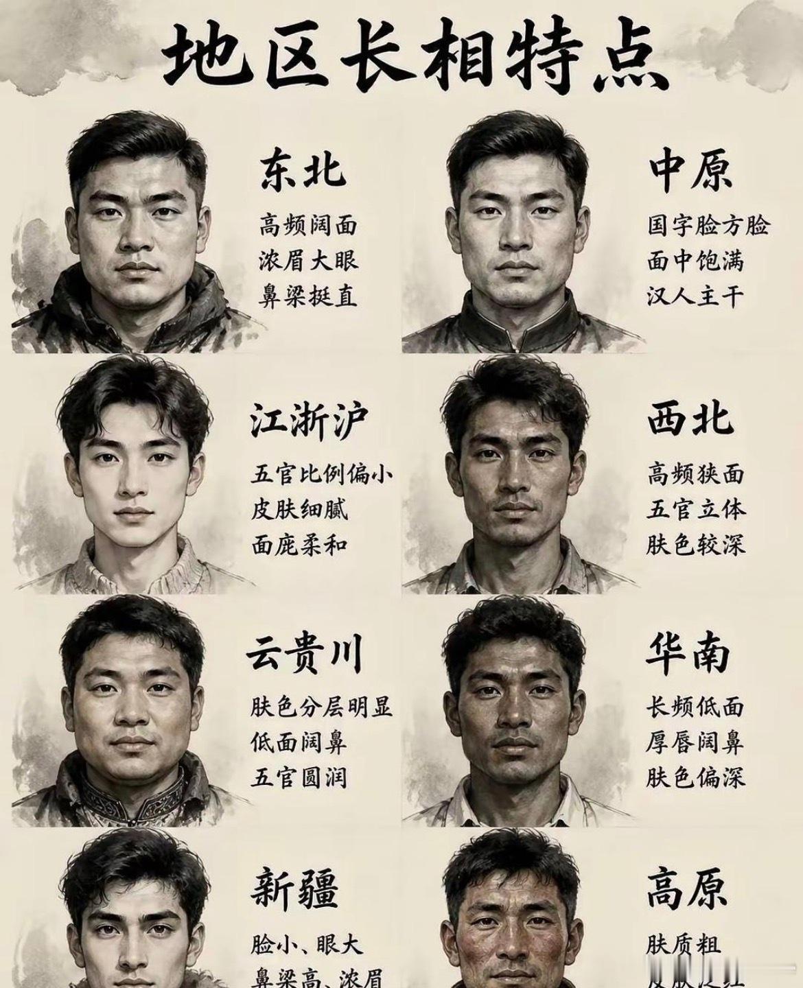 你喜欢哪个地区男生？原来不同地区男士长相自带地域烙印，阔面、窄脸、柔和五官各有特