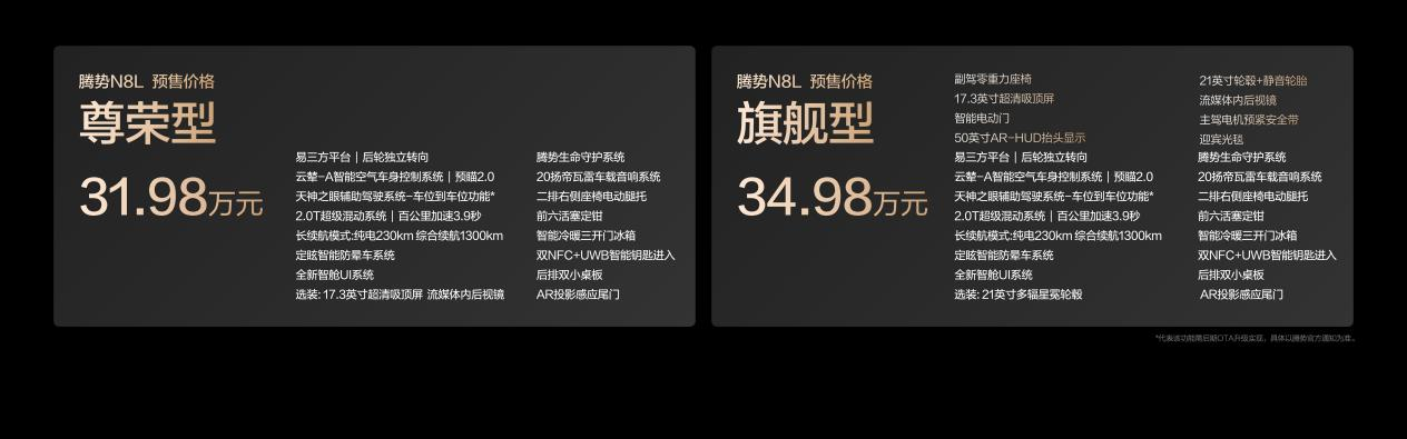 腾势N8L来啦！一台真正为全家考虑的大六座安全豪华SUV！不仅空间宽敞，第三排也
