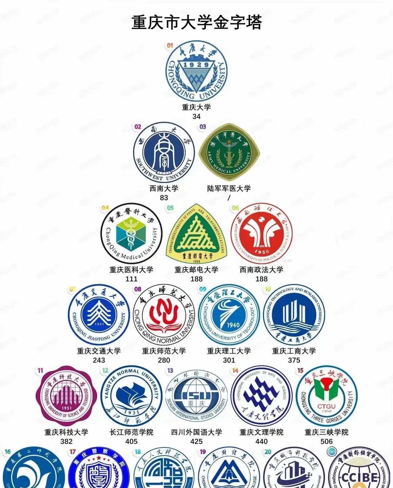 重庆医科大学在重庆只能排在第三梯队？估计很多人也不认可这个排名吧，但是对重大排第