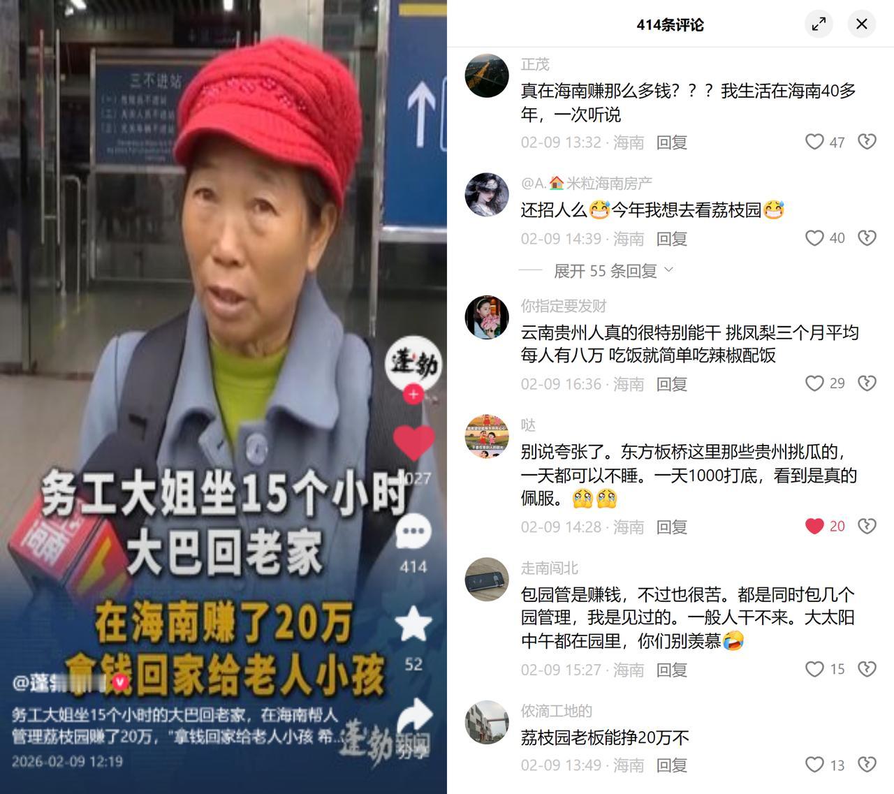 年入20万的荔枝园大姐，让人看清了什么？坐15小时大巴返乡的务工大姐，一
