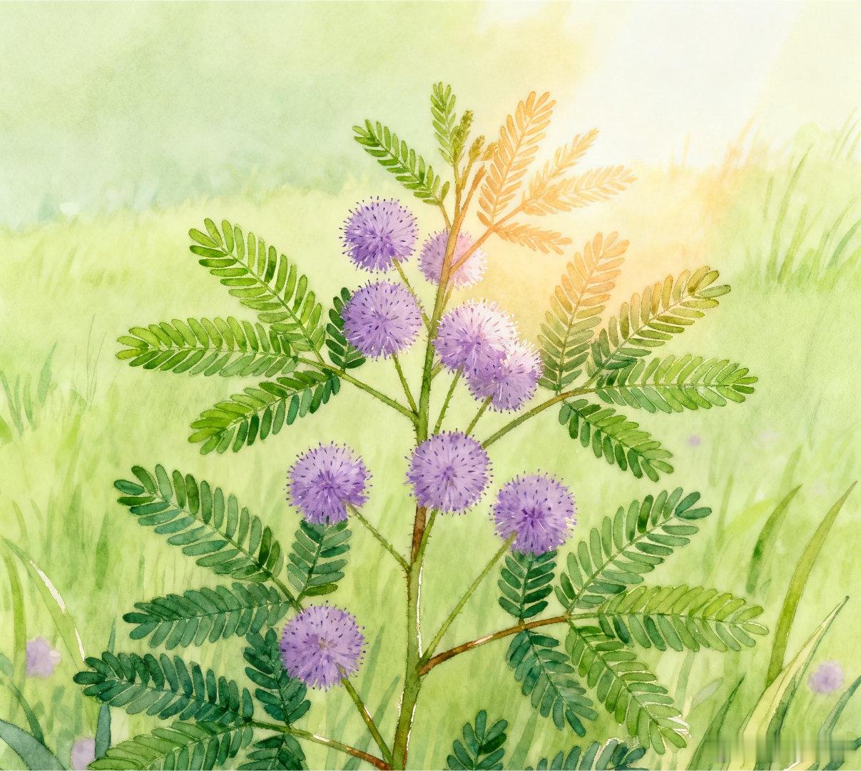 上大学的时候隔壁寝室一个女生养了一颗含羞草，小小的一颗，在花盆里弱不禁风的样子。