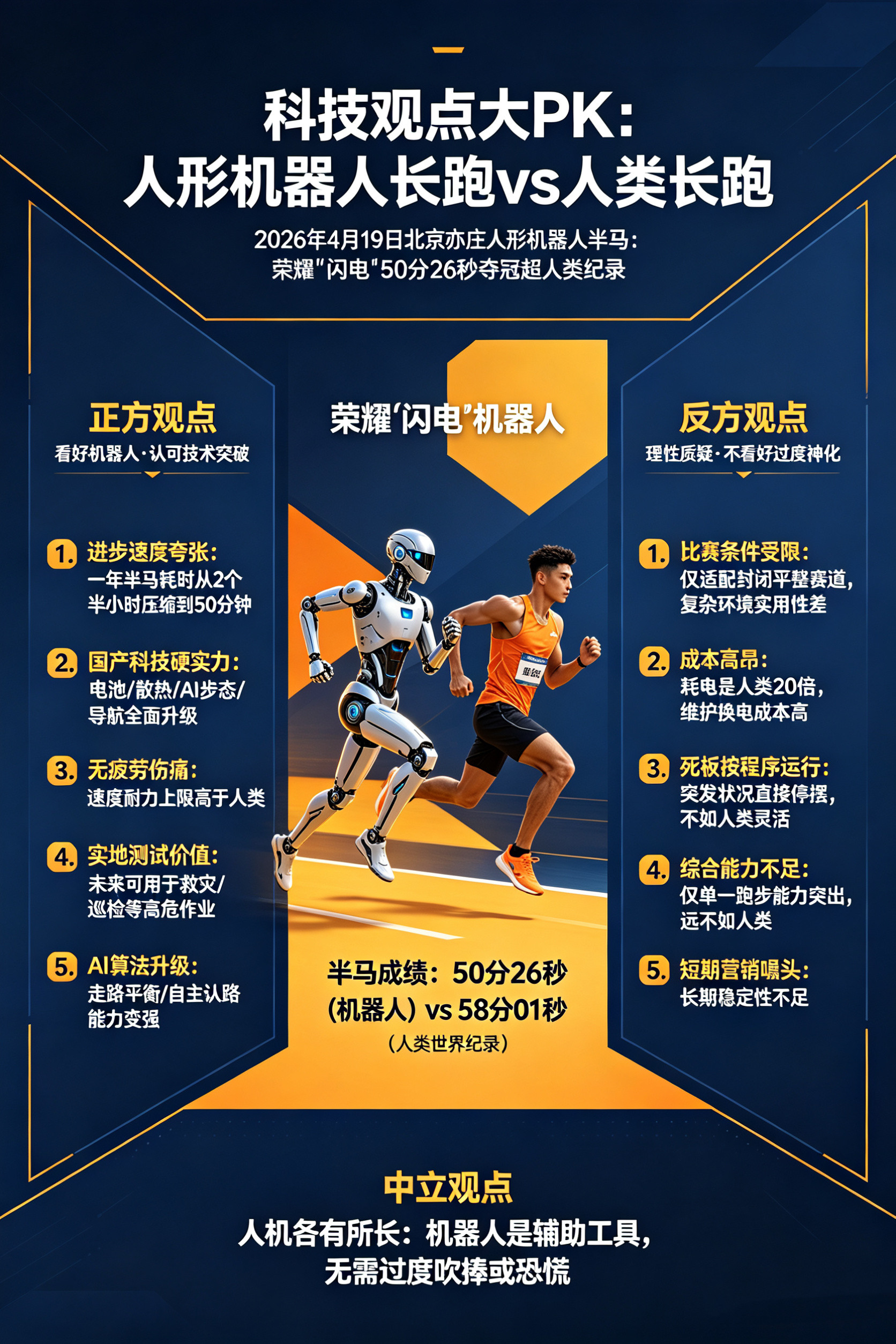 机器人跑赢人类半马！国产科技直接碾压世界纪录今年北京亦庄的半马，一台叫“闪电