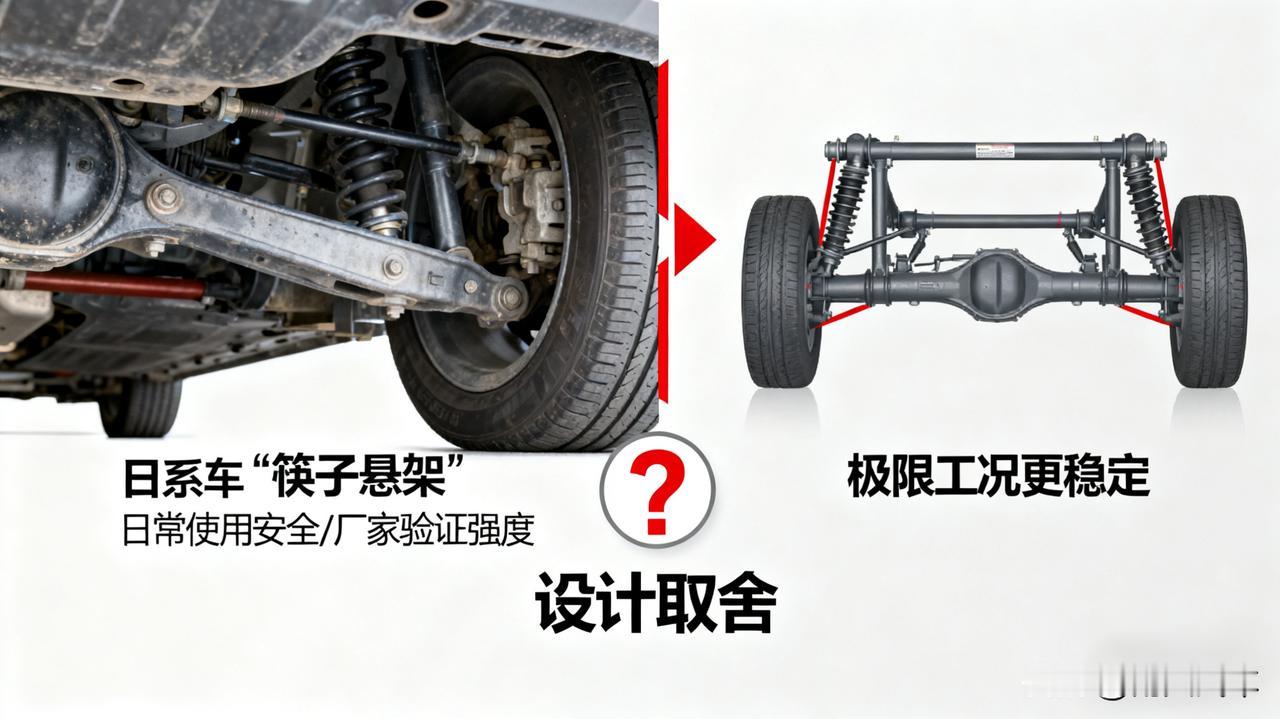 “筷子悬架”真的不安全？某些日系车使用的连杆悬架，被戏称为筷子悬架。其强