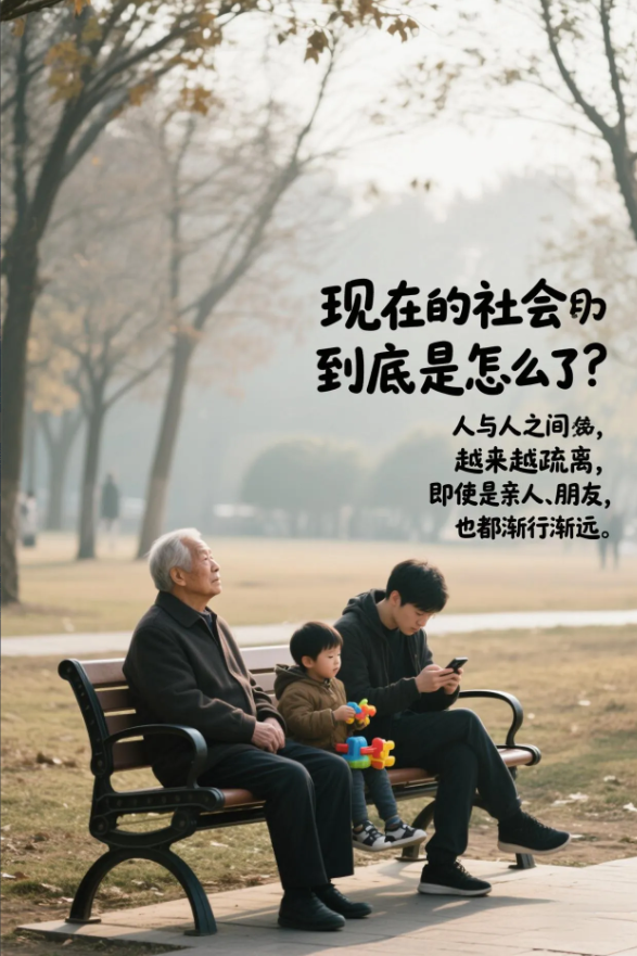 现在的社会到底是怎么了？人与人之间越来越疏离，即使是亲人、朋友，也都渐行渐远。老