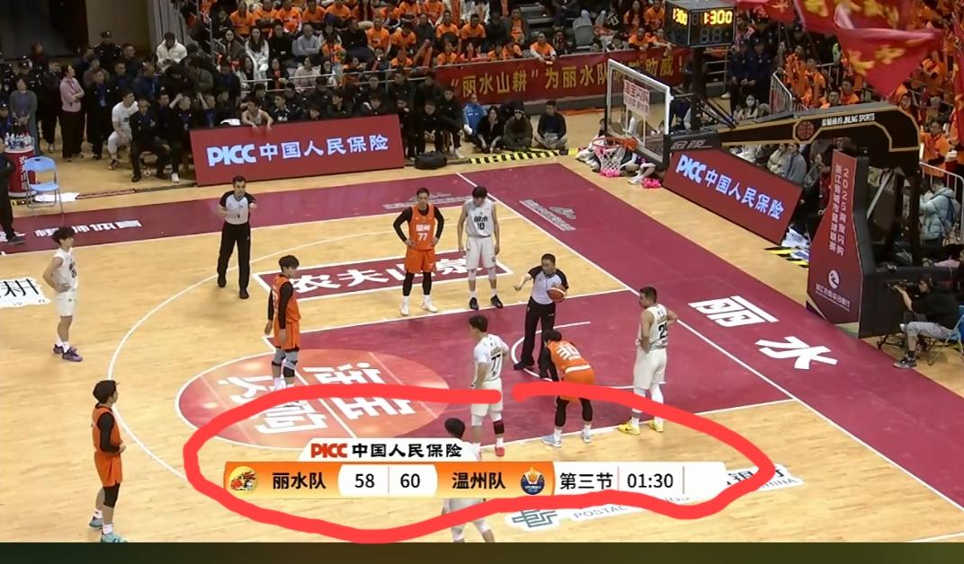 丽水队可能要为他们第三节后半段瞎投三分付出惨重的代价！第三节后半段如此胶着的时