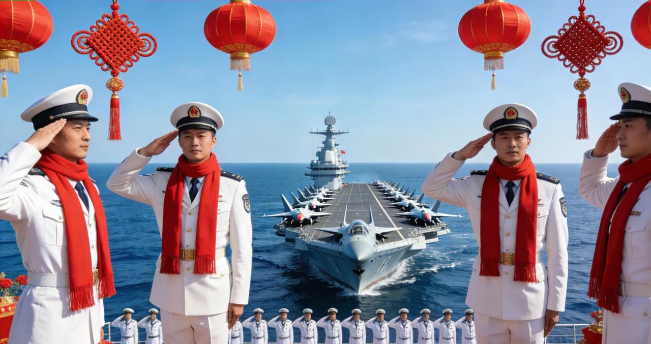 福建舰全体官兵致全国人民新春快乐新春将至，年味渐浓。远海之上，我