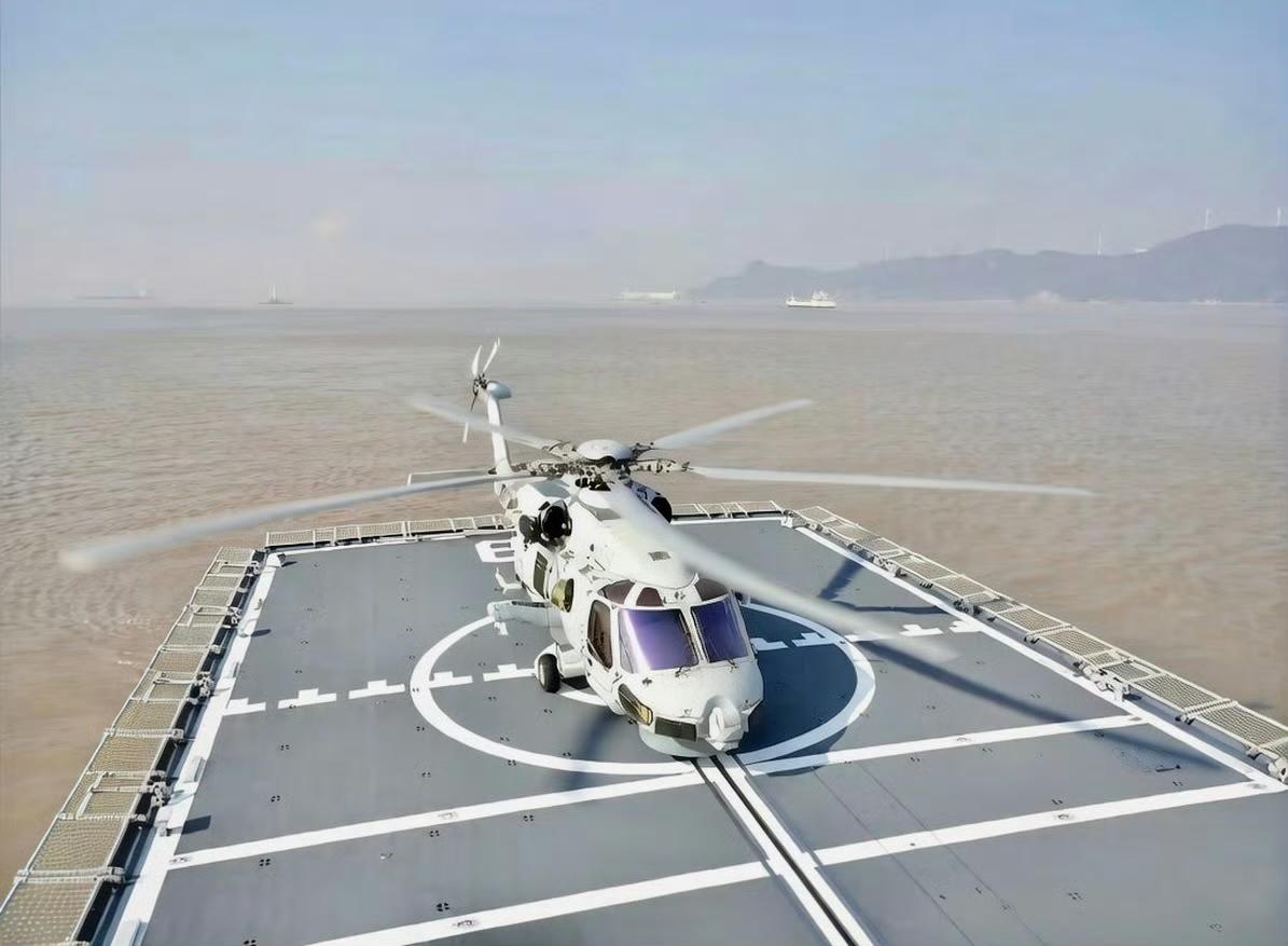 千呼万唤终到来，我国新型Z-20F反潜直升机终于在054AG型护卫舰上亮相。