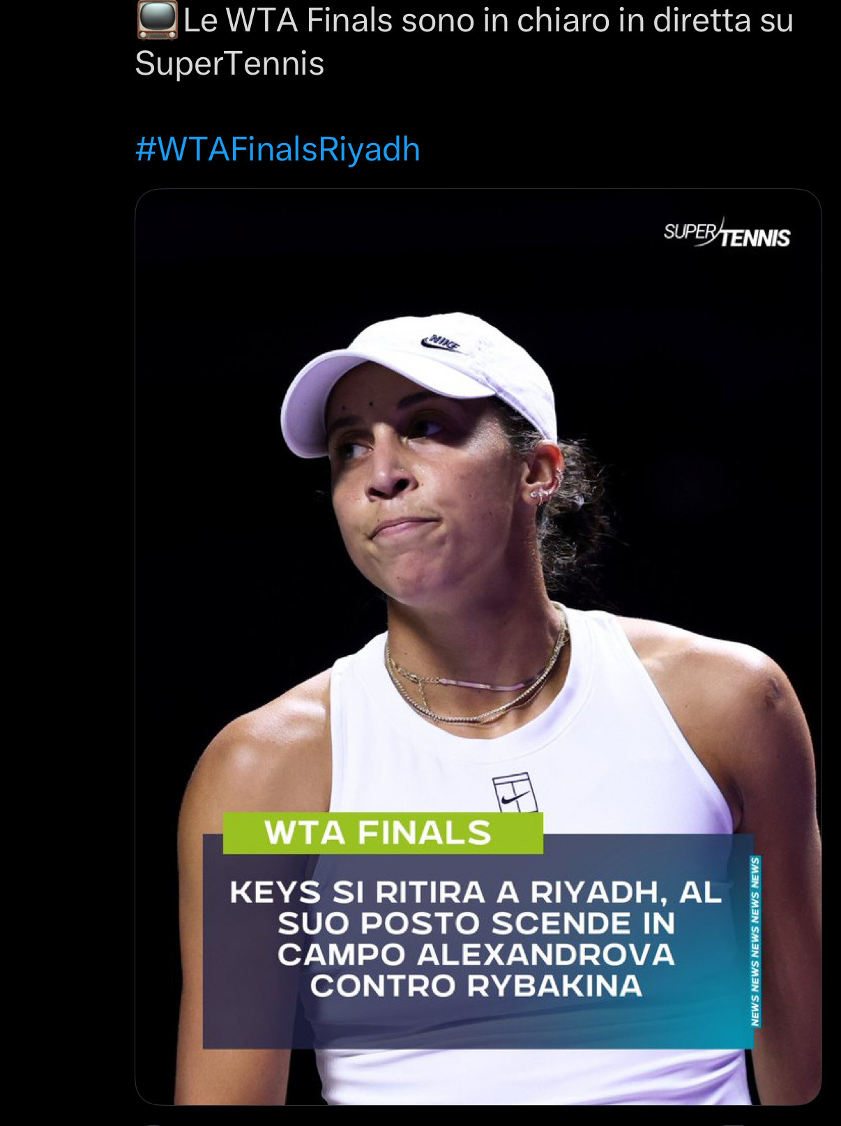 凯斯退出年终总决赛凯斯因病退出年终总决赛最后一场小组赛，第一替补安德列娃也因身