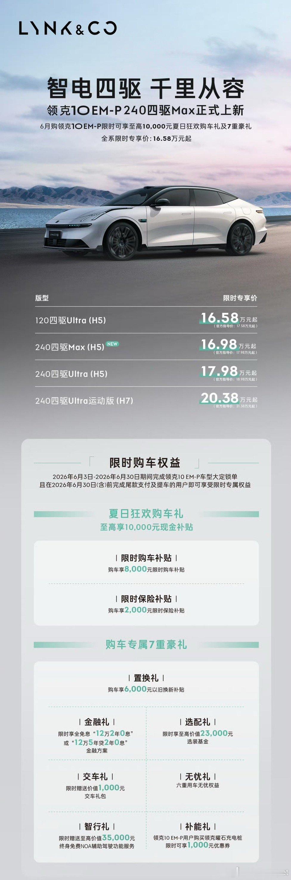 领克三款超长续航全新版型同步上市：领克07EM-P200超长续航UItra碳