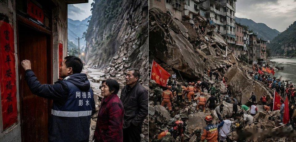 重庆彭水山体垮塌重庆彭水山体崩塌：网格员一小时紧急疏散60余名群众，自己遇险获救