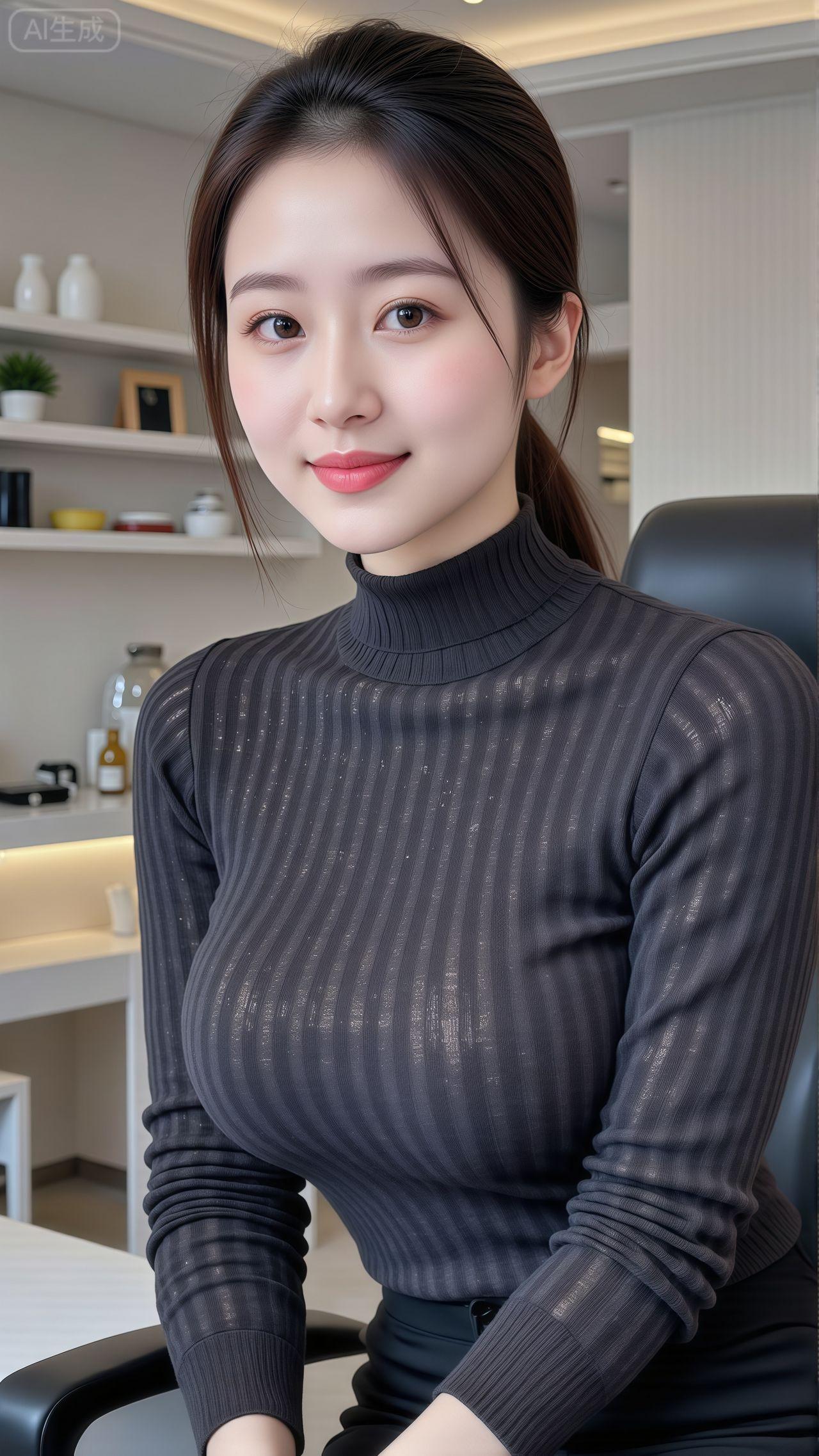 优雅气质，时尚条纹高领毛衣，简约大方，尽显女性魅力！