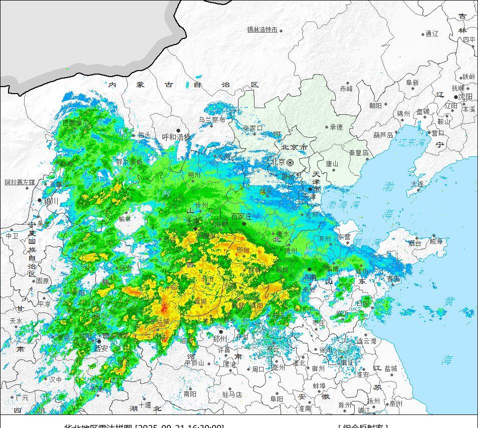 今天白天陕西、山西、河南的雨水再度发展增强，从实况来看这轮降雨的位置比预期更偏北
