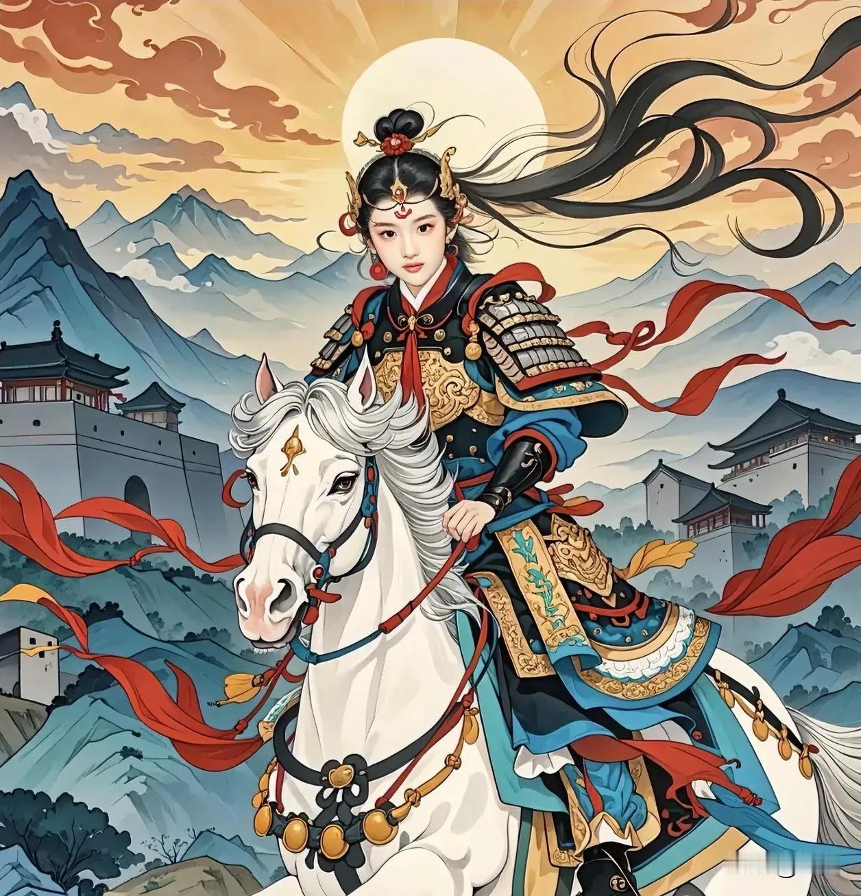 杨文广追杀辽国大将韩城，突然冲出来两个女将，拦住了杨文广。杨文广一看，这两个女将