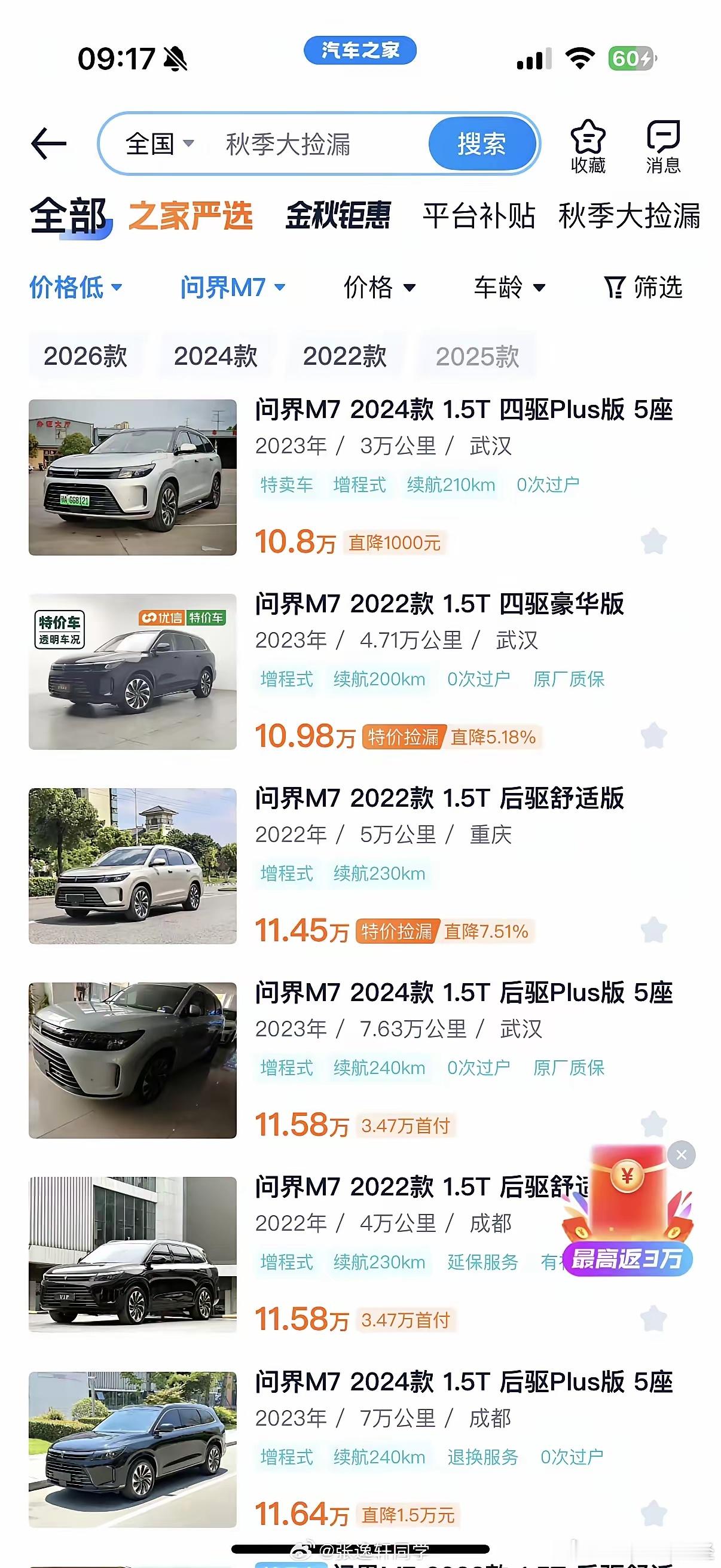 没了华为大腿问界在二手市场彻底崩盘，快跌成白菜价了​​​