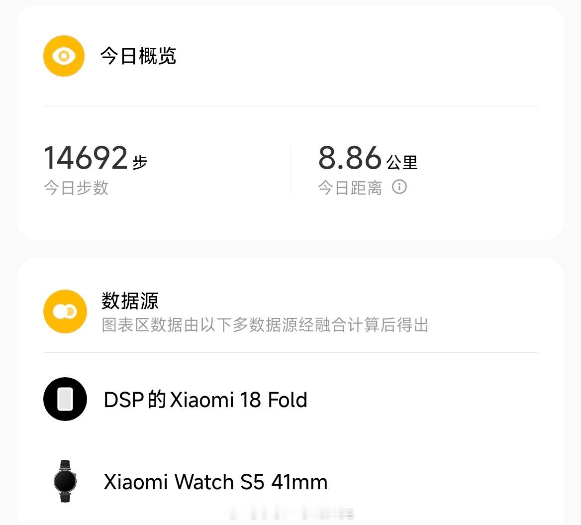哎，小米可穿戴现在能多设备融合计算步数了，这准确性好多了啊​​​