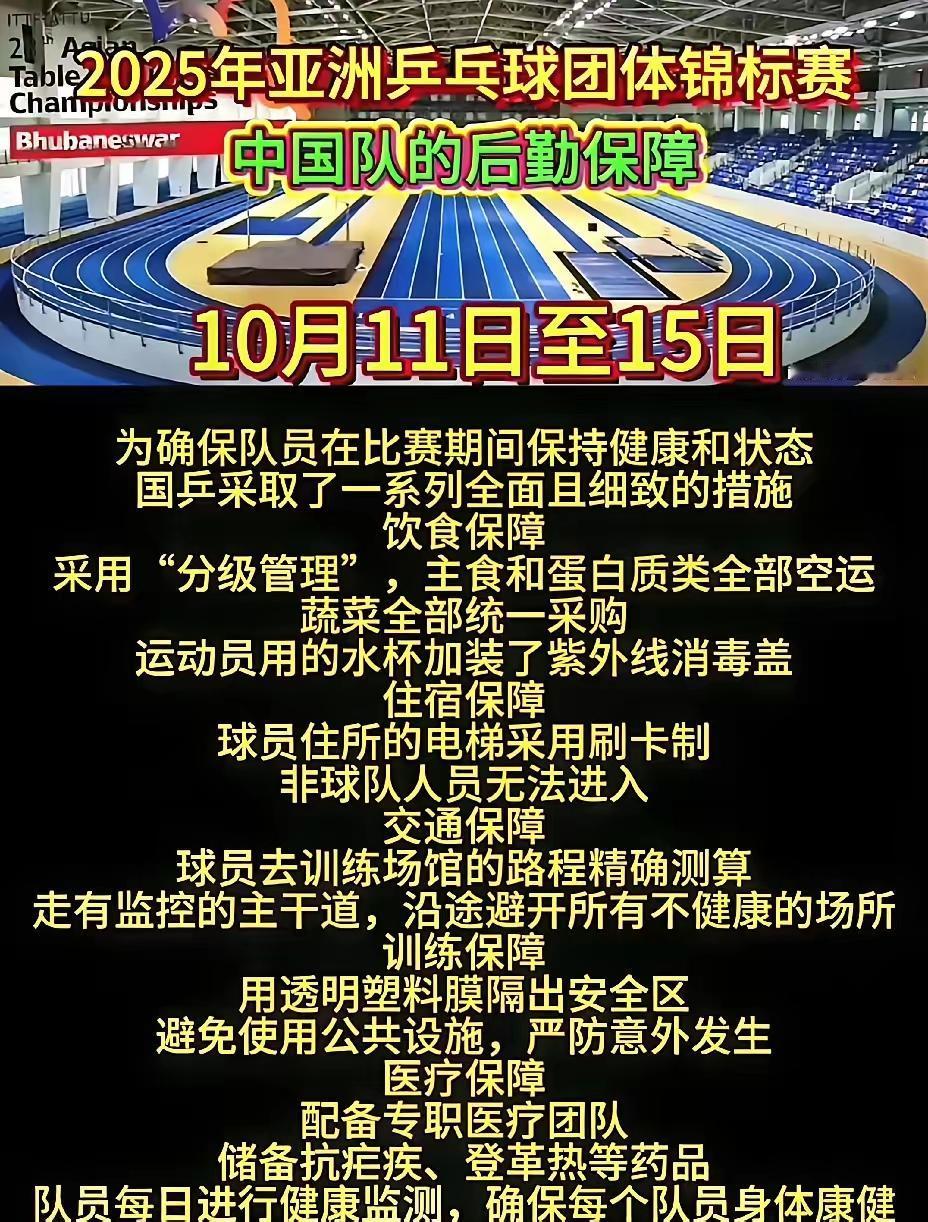 看到国乒参加印度亚锦赛的后勤保障，放心啦！之前看到曝光的亚锦赛酒店自来水混浊不