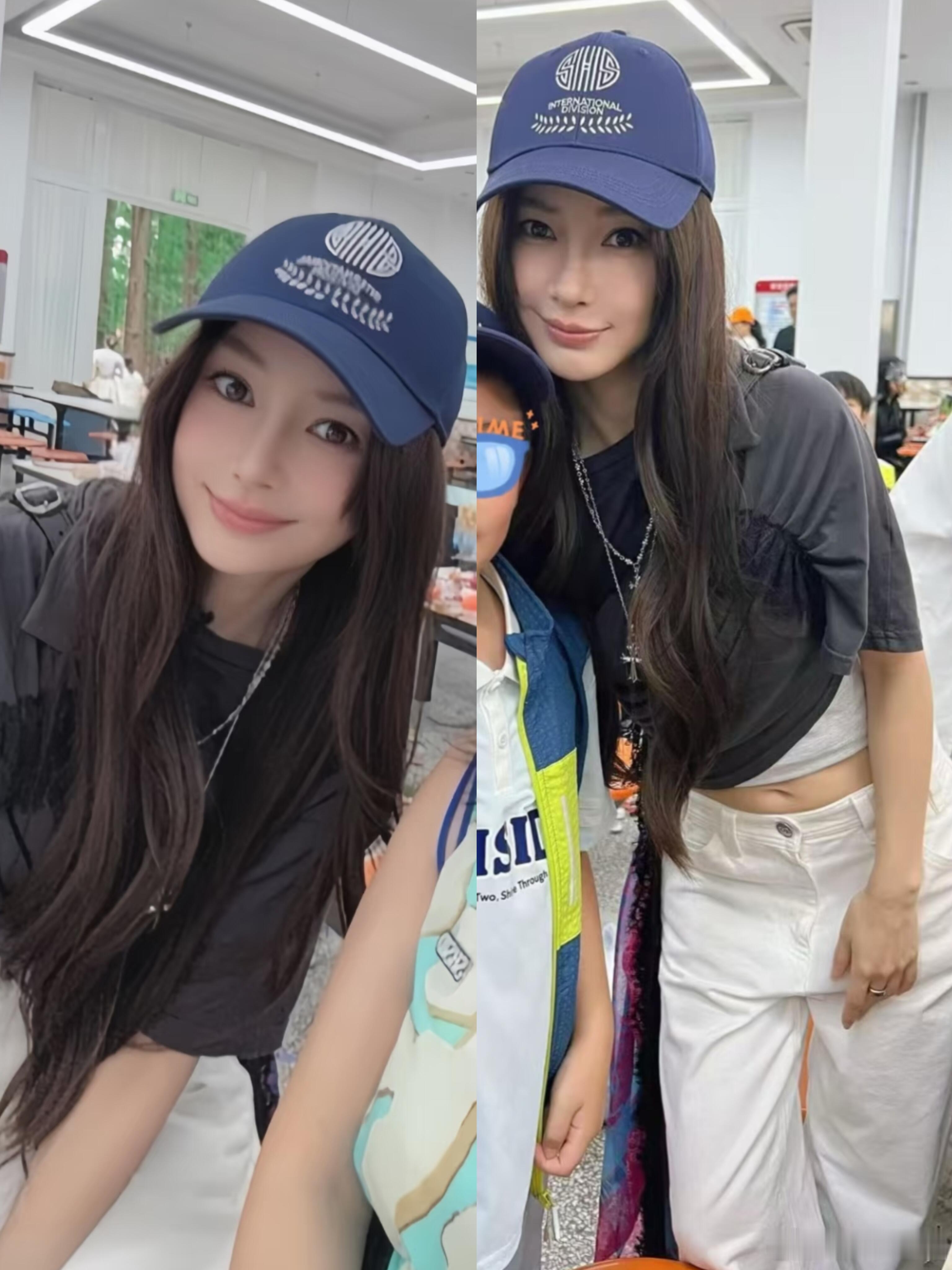 baby去儿子学校做义卖，生图状态像18岁！！angelababy去小海绵学校参