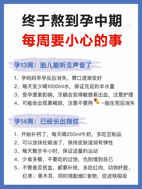 进入孕中期，每周要特别小心的事‼️孕妈需知
