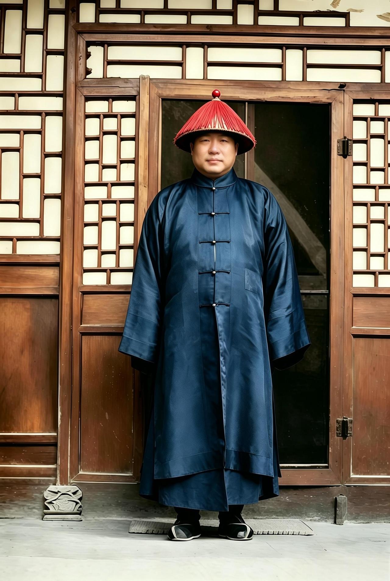 这名身穿官服、仪表堂堂的男子是明太祖朱元璋的后裔，末代一等延恩侯朱煜勋。朱煜勋的
