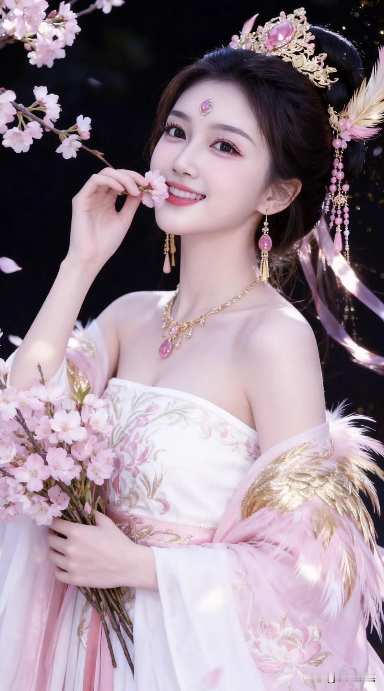 仙气飘飘的樱花仙子，温柔可人，美不胜收！🌸💕唯美樱花景梦幻樱花写真樱花裙