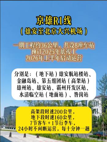 北京至雄安有2条不同的轨道线路，一条是京港高铁的组成部分，一条是市域铁路（融合地
