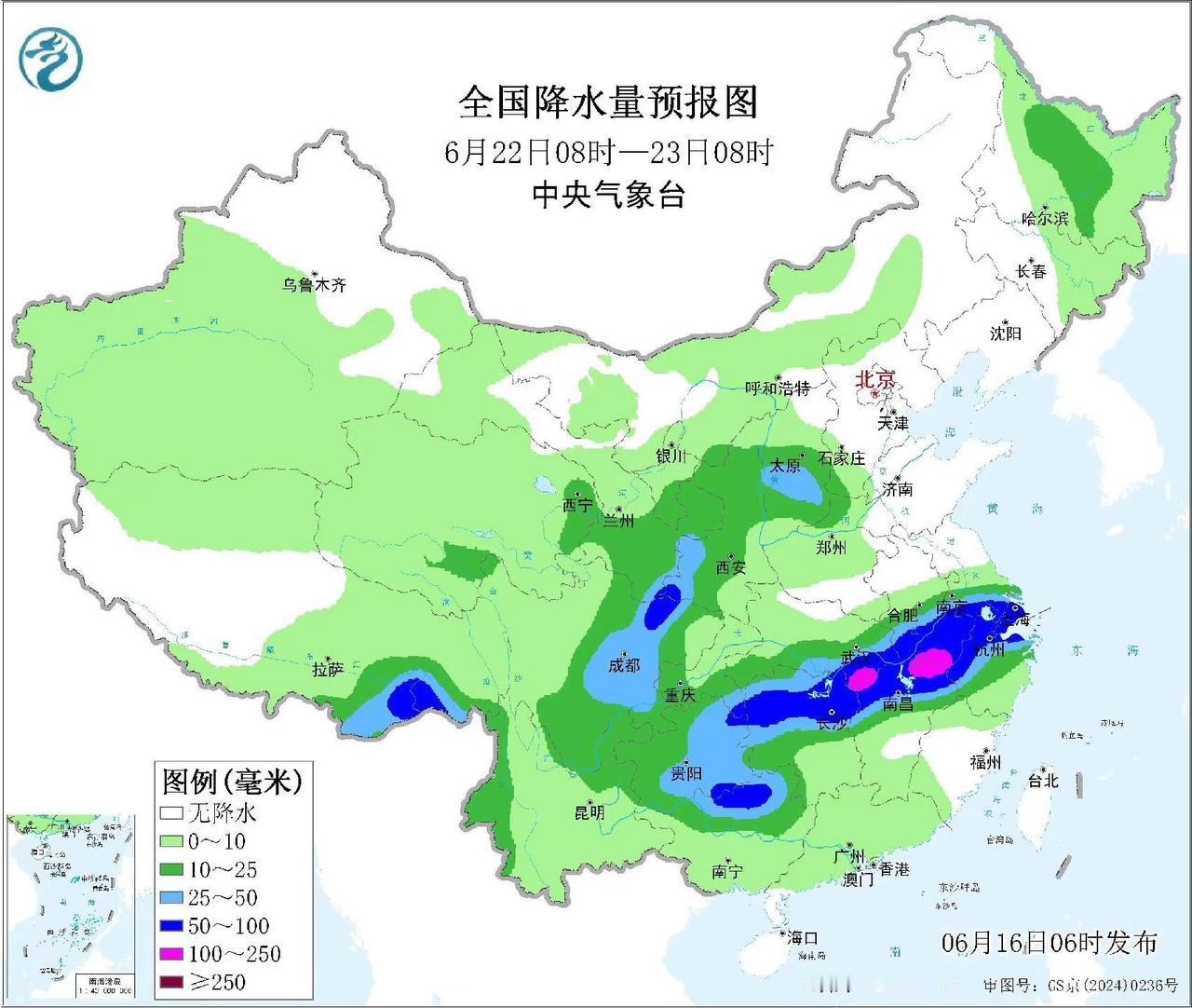 长江中下游暴力梅雨来袭，6月18日～26日，江苏中南部、上海、浙江、江西中北部、